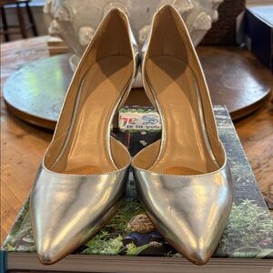 J. Crew Silver metallic heels